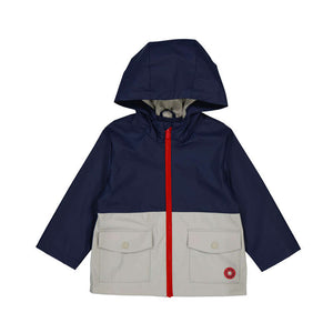 Mayoral Colorblock Raincoat in Navy/Cream