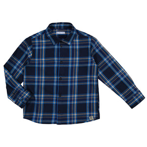 Mayoral Long Sleeve Checked Shirt in Cerulean