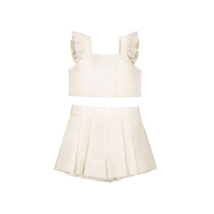Mayoral Ruffle Short Set in Natural