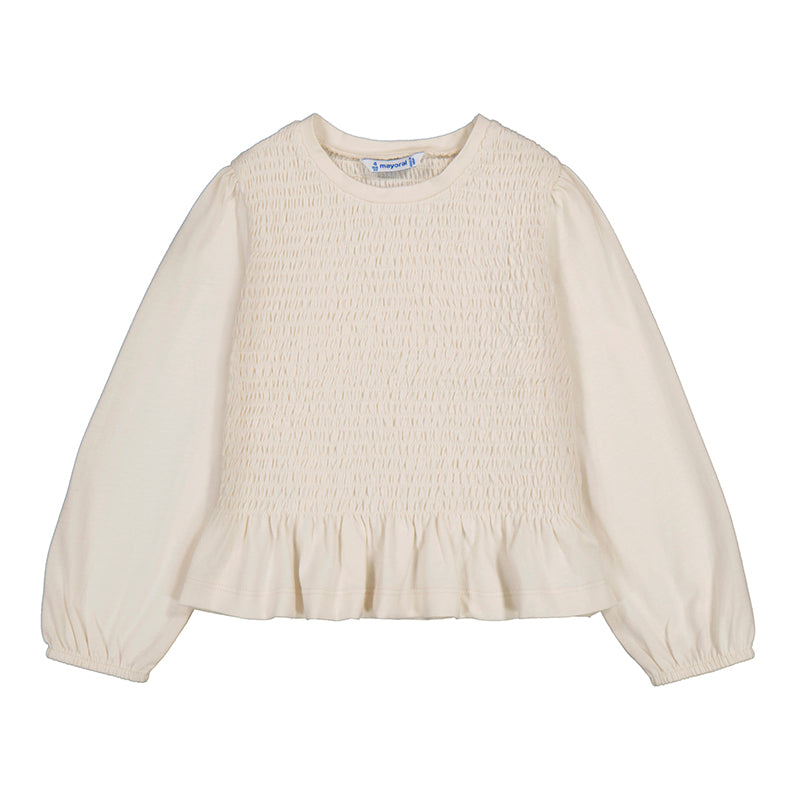 Mayoral Smocked Top in Macchiato