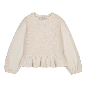 Mayoral Smocked Top in Macchiato