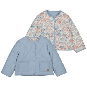 Mayoral Reversible Quilted Coat in Blue Floral