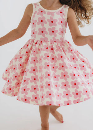 Good Apples Twirl Dress in Pink Daisies