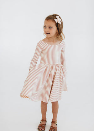 Good Apples Twirl Dress in Blush Stripes