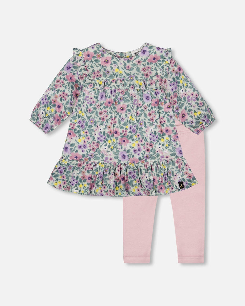 Deux Par Deux Dress Set in Watercolor Flowers