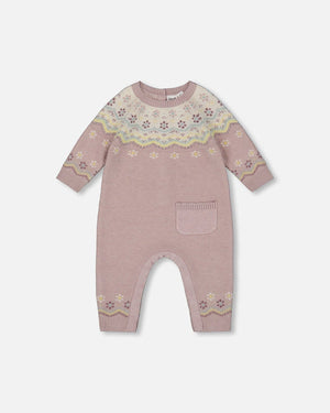 Deux Par Deux  Jacquard Knit Romper in Keepsake Lilac
