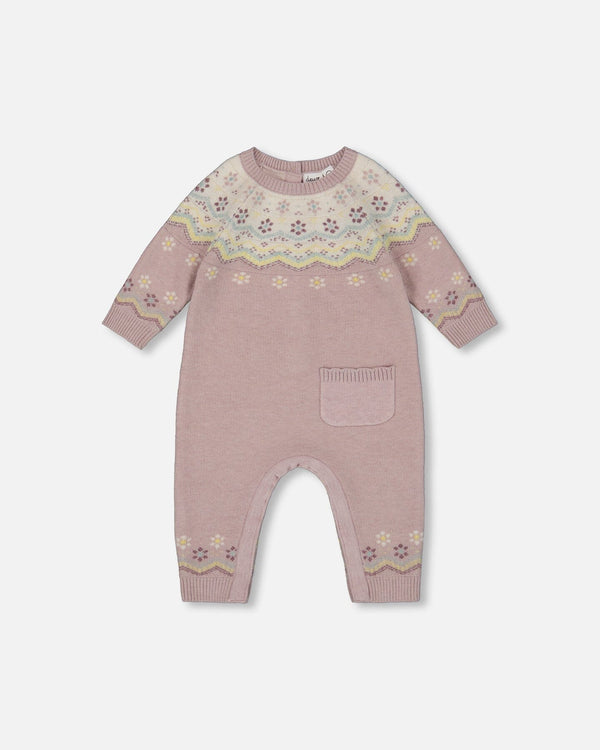 Deux Par Deux  Jacquard Knit Romper in Keepsake Lilac