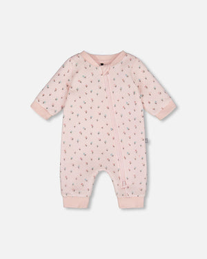 Deux Par Deux Zip Romper in Pink Flowers