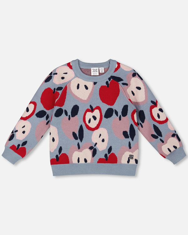 Deux Par Deux Sweater in Apple Heart Jacquard