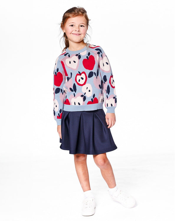 Deux Par Deux Sweater in Apple Heart Jacquard