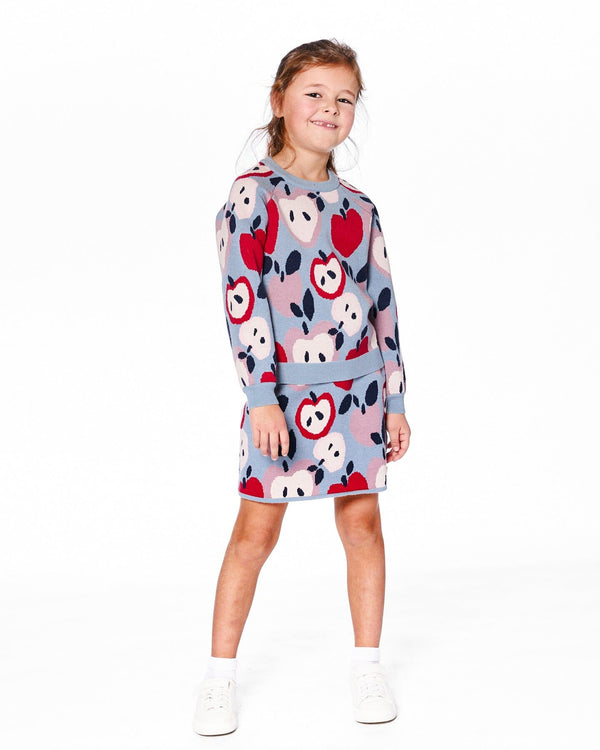 Deux Par Deux Sweater Skirt in Apple Heart Jacquard