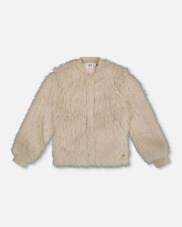 Deux Par Deux Faux Fur Coat in Beige