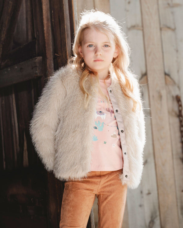 Deux Par Deux Faux Fur Coat in Beige