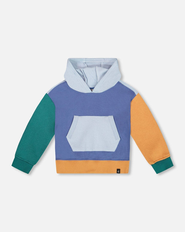 Deux Par Deux  Color-blocked Hooded Fleece Sweatshirt