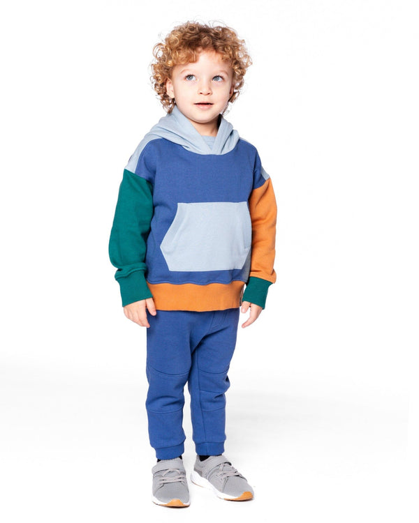 Deux Par Deux  Color-blocked Hooded Fleece Sweatshirt
