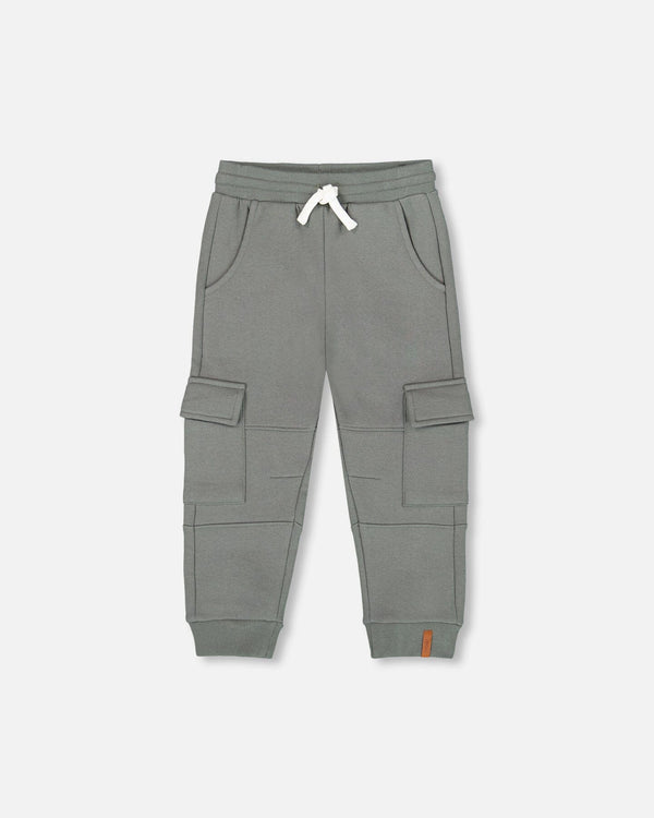 Deux Par Deux Fleece Cargo Sweatpant in Balsam Green