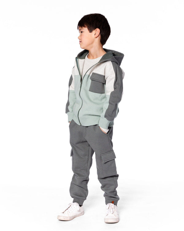 Deux Par Deux Fleece Cargo Sweatpant in Balsam Green