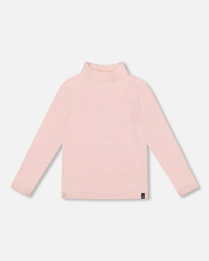 Deux Par Deux Ribbed Mock Neck in Light Pink