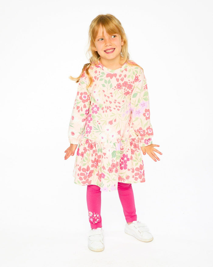 Deux Par Deux French Terry Dress in Pink Meadow