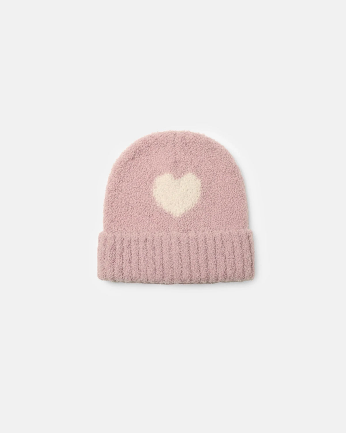 7AM Enfant Fuzzy Heart Beanie in Ash Rose