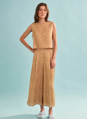 Hunter Bell Manning Top in Coconut Sand Dot