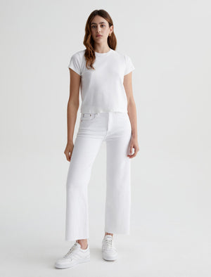 AG Saige Wide Leg Straight Crop Jean in Modern White