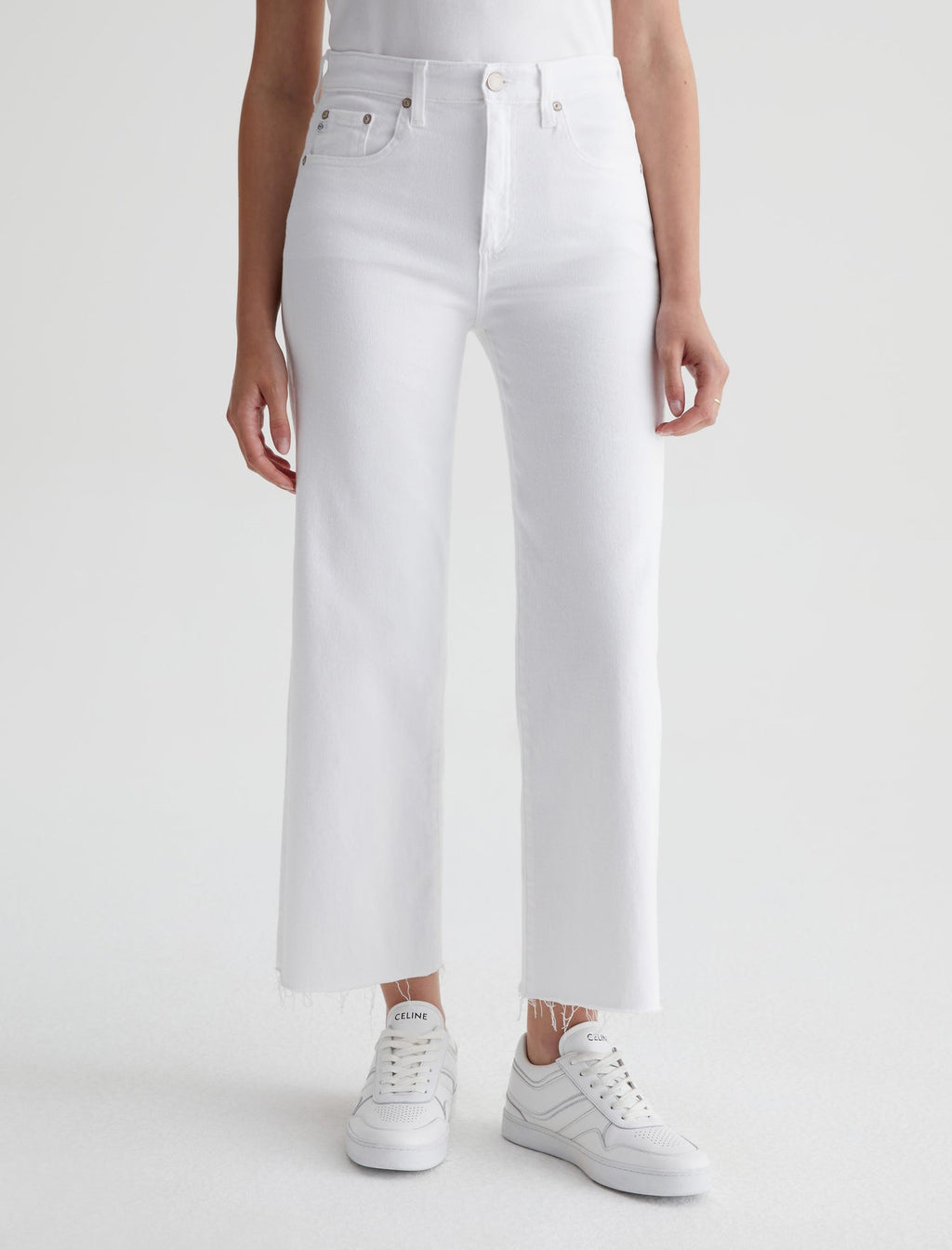 AG Saige Wide Leg Straight Crop Jean in Modern White