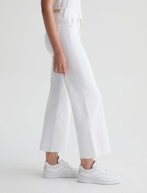 AG Saige Wide Leg Straight Crop Jean in Modern White