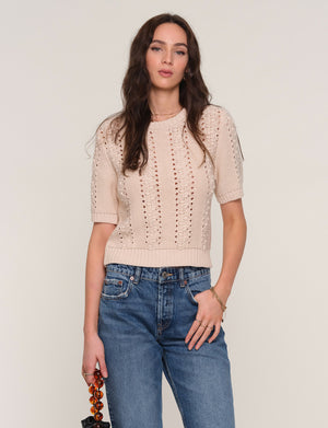 Heartloom Pointelle Bobbi Top in Ecru