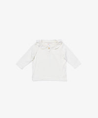 Oso & Me Hen Shirt in White with Vanilla Piping