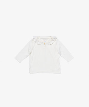 Oso & Me Hen Shirt in White with Vanilla Piping