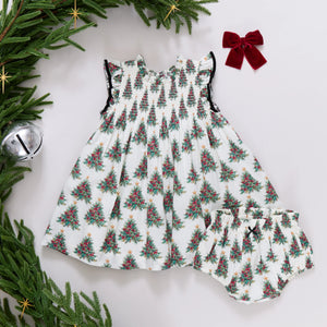 Pink Chicken Baby Girls Stevie Dress in Vintage Trees