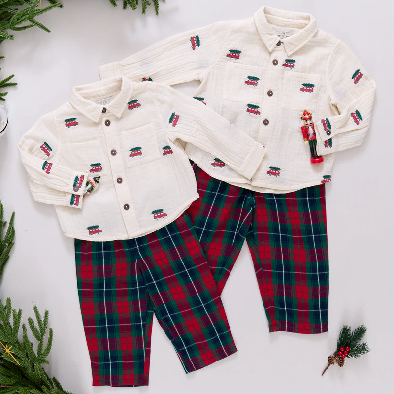 Pink Chicken Baby Boys Jackson Pant in Red Tartan