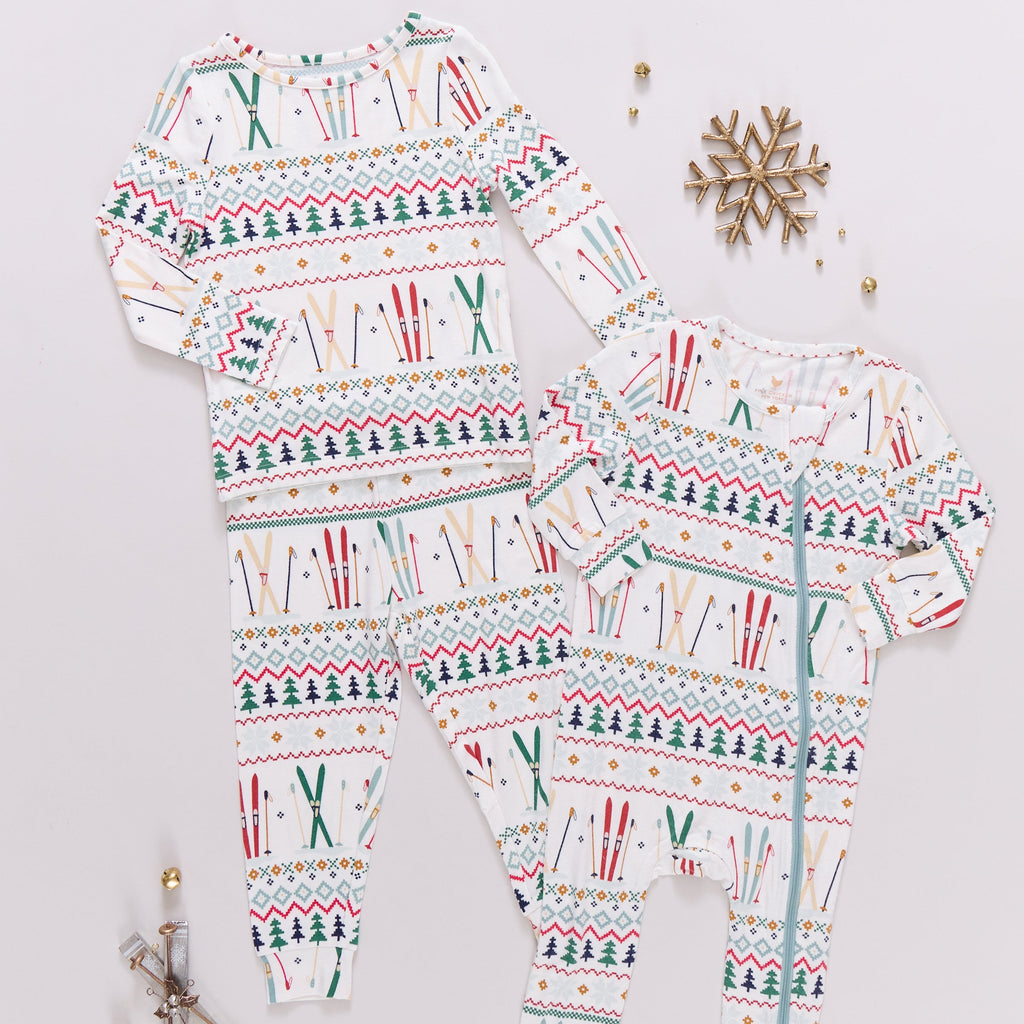 Pink Chicken Bamboo Romper in Fair Isle Ski