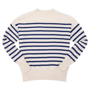 Minnow Women's Breton Stripe Sweater in Cream/Navy
