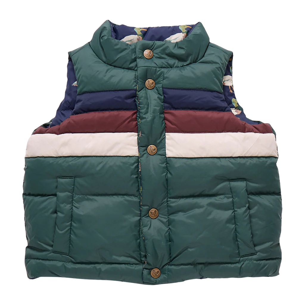 Pink Chicken Reversible Ellis Vest in Evergreen Stripe