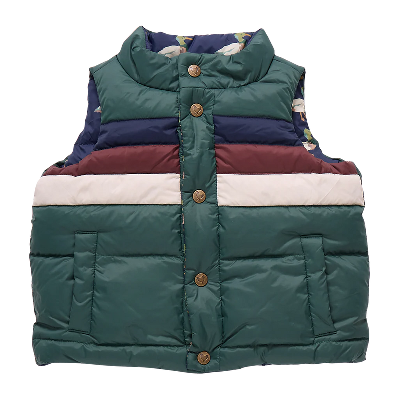 Pink Chicken Reversible Ellis Vest in Evergreen Stripe