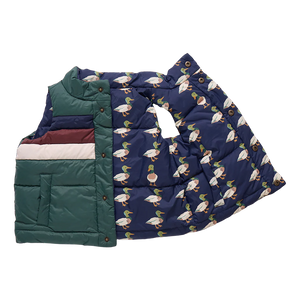 Pink Chicken Reversible Ellis Vest in Evergreen Stripe