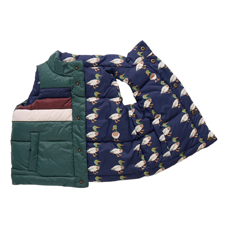 Pink Chicken Reversible Ellis Vest in Evergreen Stripe
