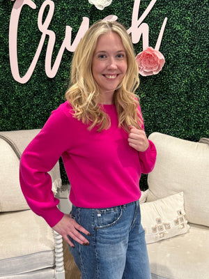 Colorush Cathy Scoop Back Sweater in Wild Berry