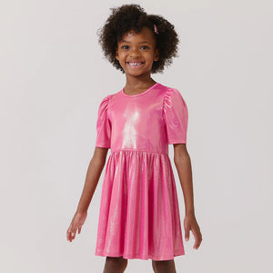 Pink Chicken Laurie Dress in Pink Lamé