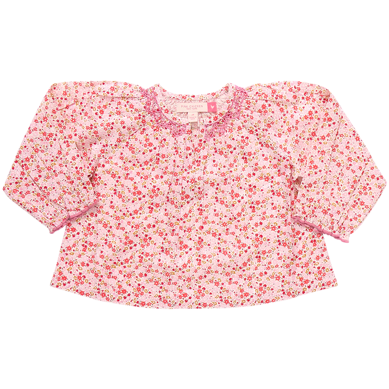 Pink Chicken Ava Top in Pink Mini Ditsy