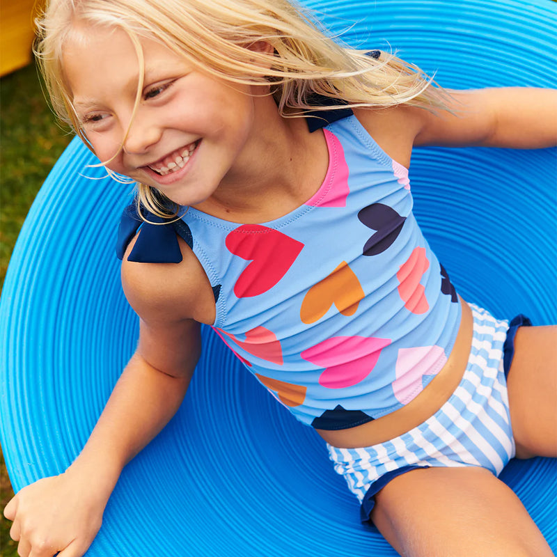 Pink Chicken Shelly Tankini in Multi Tossed Hearts