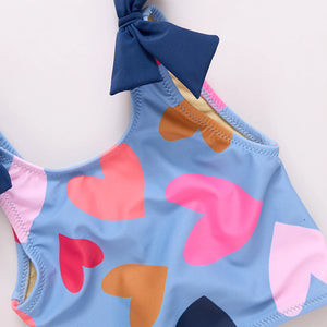 Pink Chicken Shelly Tankini in Multi Tossed Hearts