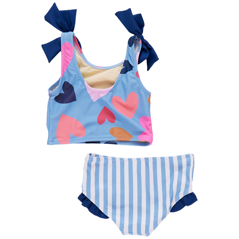 Pink Chicken Shelly Tankini in Multi Tossed Hearts