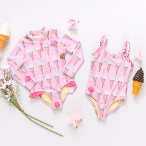 Pink Chicken Arden Swimsuit in Neapolitan Ice Cream Cones