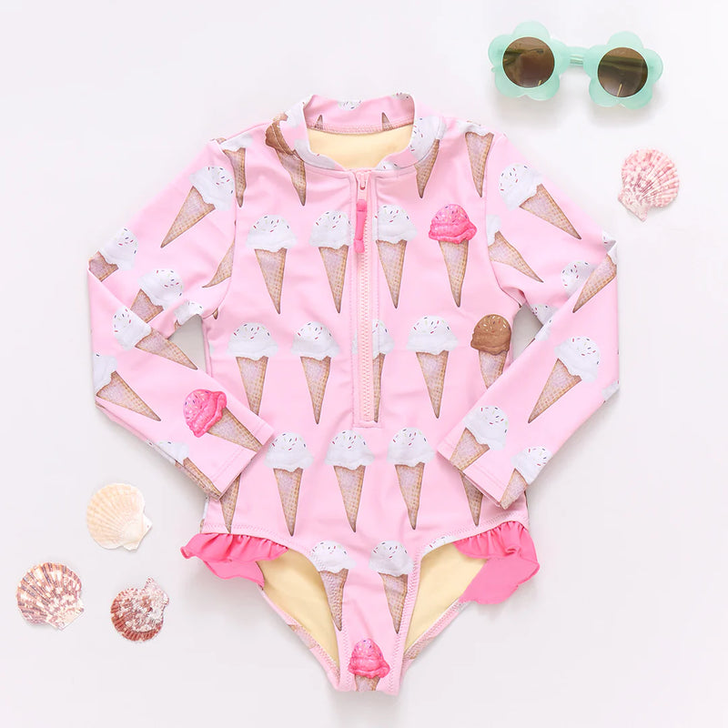 Pink Chicken Arden Swimsuit in Neapolitan Ice Cream Cones