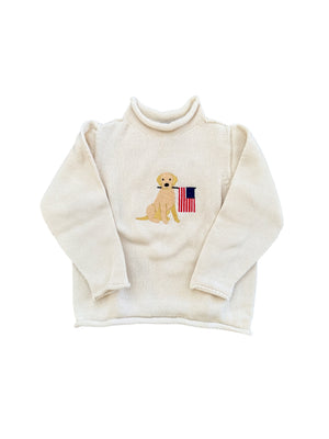 A Soft Idea Roll Neck Sweater in Cream with Patriot Pup