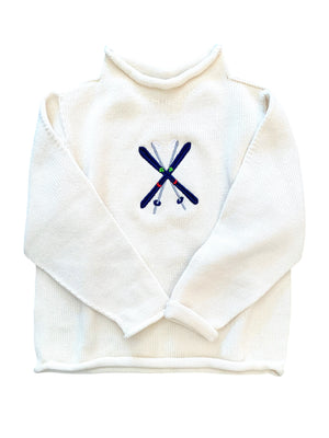 A Soft Idea Roll Neck Sweater in Cream with Skis