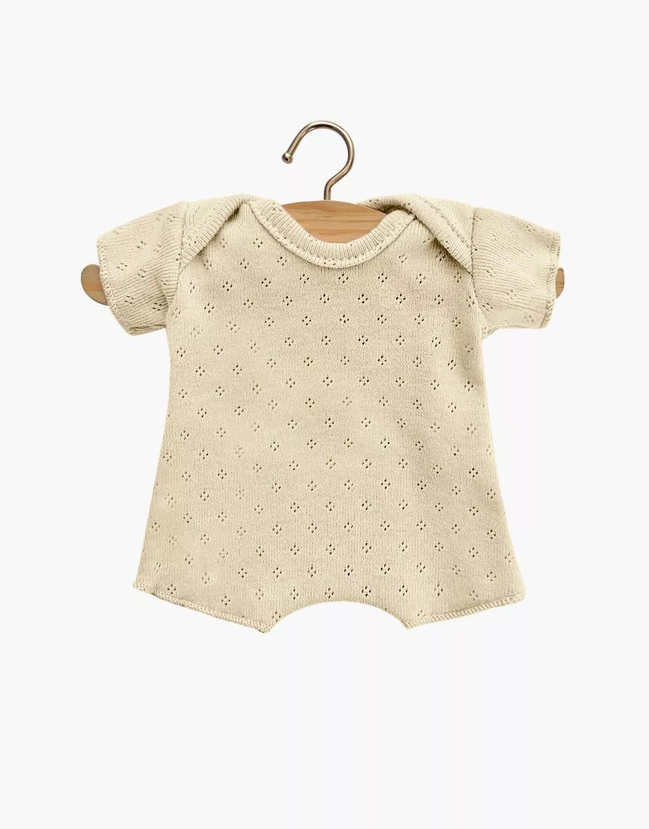 Minikane Shorty Bodysuit in Pointelle Ecru for 11" Dolls